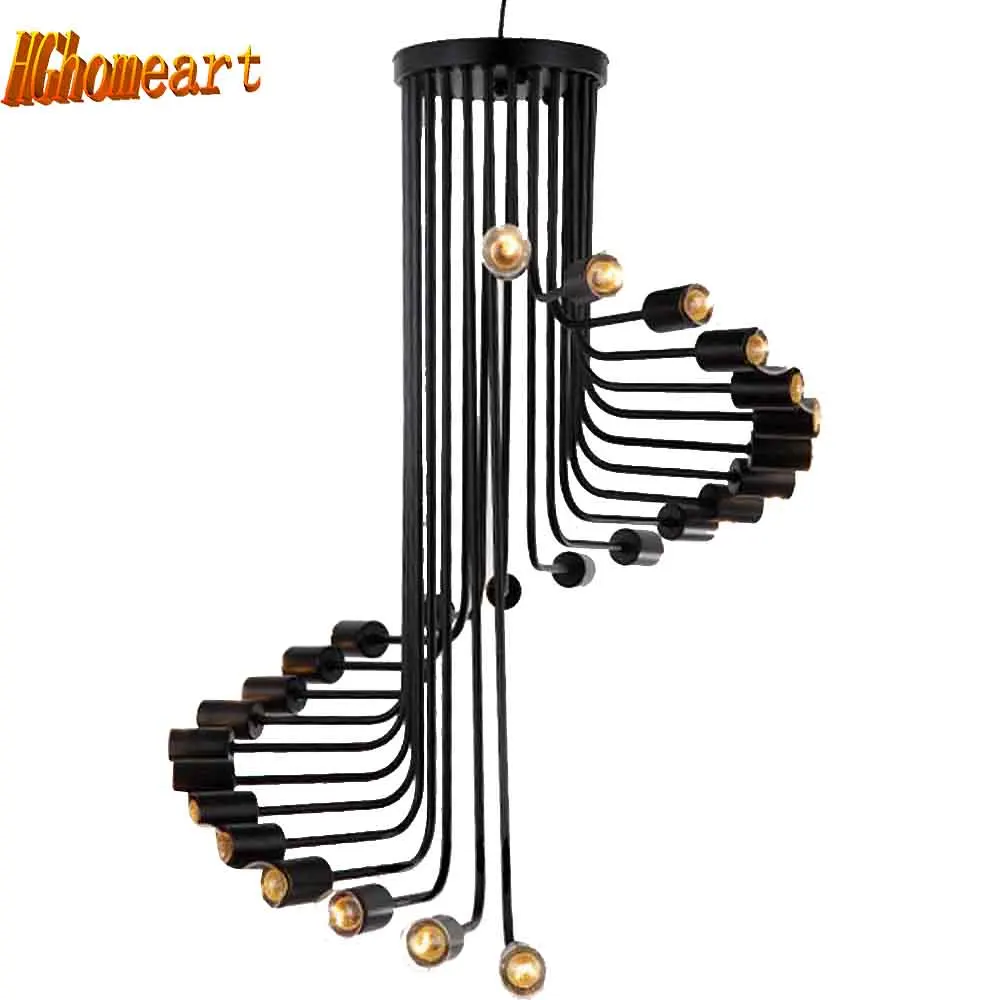 

Nordic Retro Style Creative Spiral Stairway Living Room Cafe Restaurant Iron Scissor Pendant Light Home Lighting Decoration