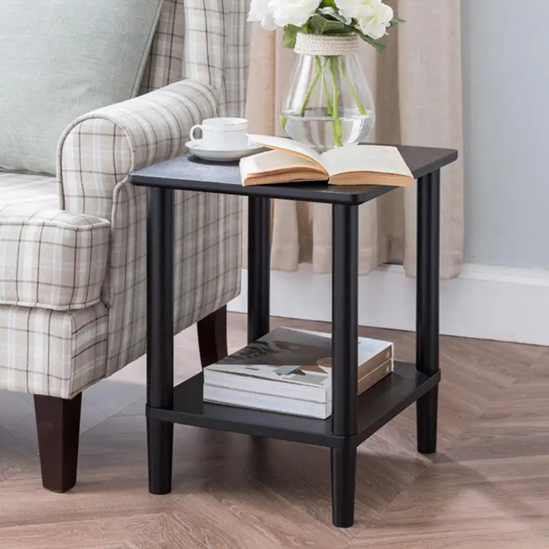 Fashion double 100% wood tea table white black brown sofa side table square small tea table living room furniture Computer desk