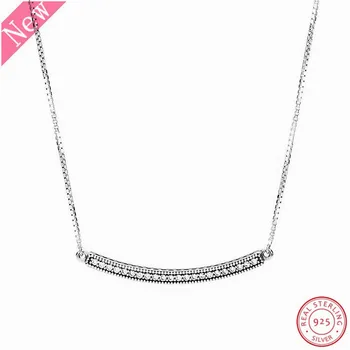 

2018 New Arrival 50cm Small Cut-out Hearts of Bar Pendant Necklace for Women Jewelry in 925 Sterling Silver with Clear CZ FLN076