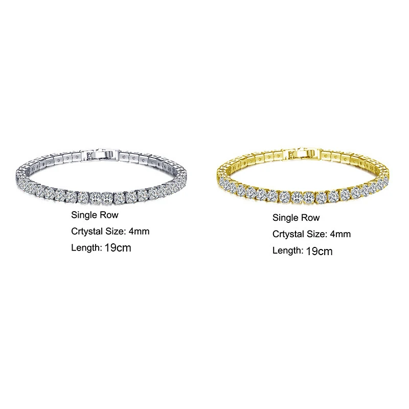 Women Tennis Bracelet Adjustable Gold Silver Rhinestone Crystal CZ Cubic Zirconia Bracelets for Women Wedding Hand Chain Jewelry