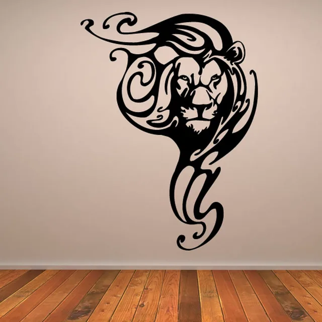 Animales creativo Etiqueta de La Pared Negro Tribal León Pared