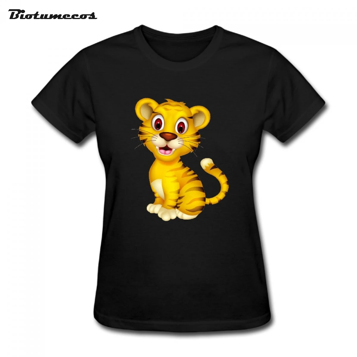 Wanita Lengan Pendek T Shirt Kartun Lucu Tiger Dicetak Tshirt