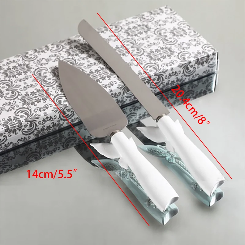 2pcs Wedding Party Cutlery Decoration Cake Shovel Knife Stainless Steel Server Dinnerware Set Butterfly Handle Christmas Gift