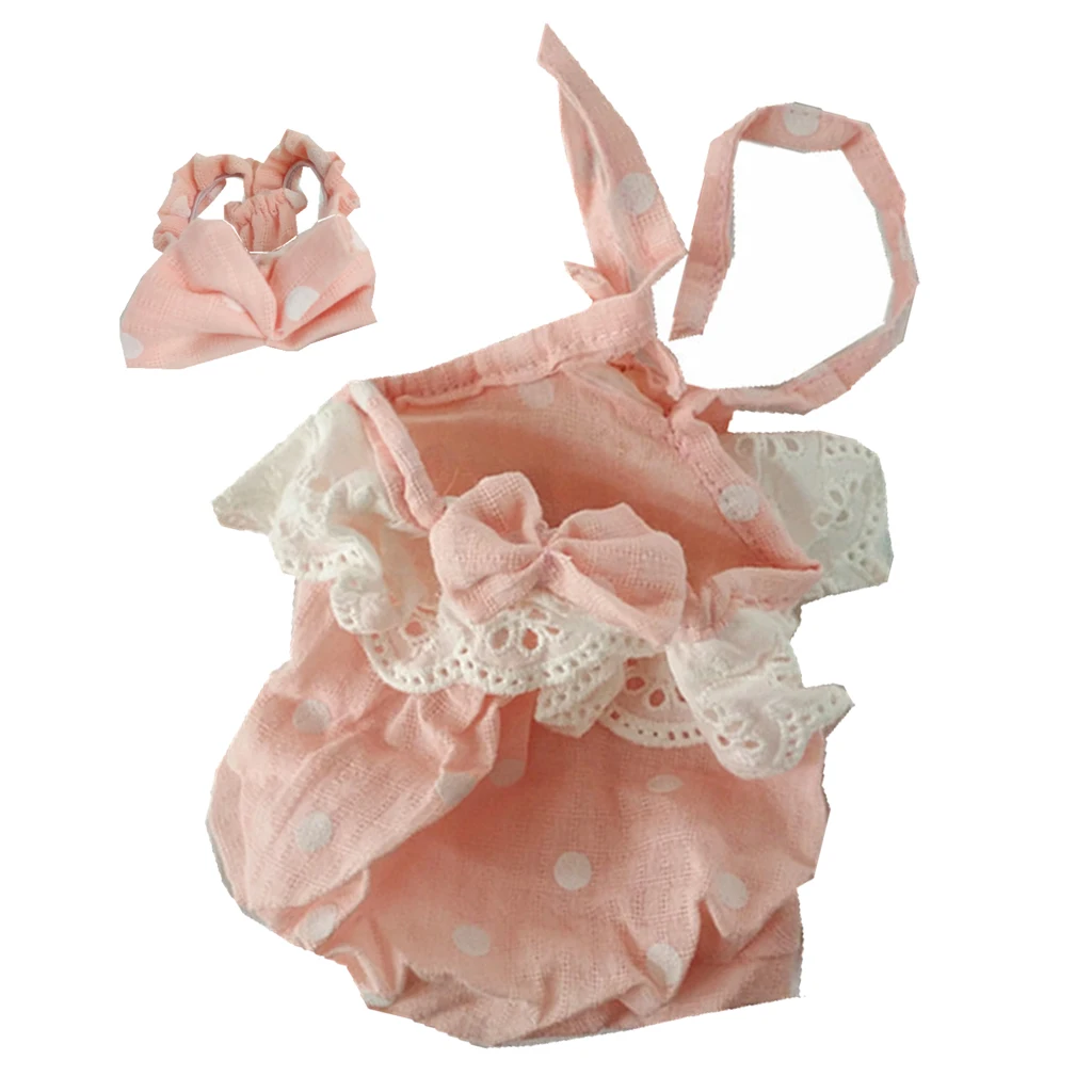 10-11 Inch Reborn Dolls Clothes  Outfit Dot Pattern Jumpsuit Doll Rompers Headband Outfits Dress-up Accessories Party Clothing