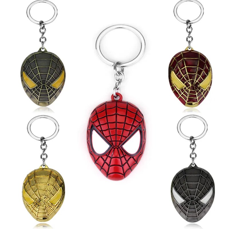 

DC Comics Superheroes Spiderman Mask Keychain Alloy Pendants Keychain for Bags Key Holder Man's Personalised Jewelry