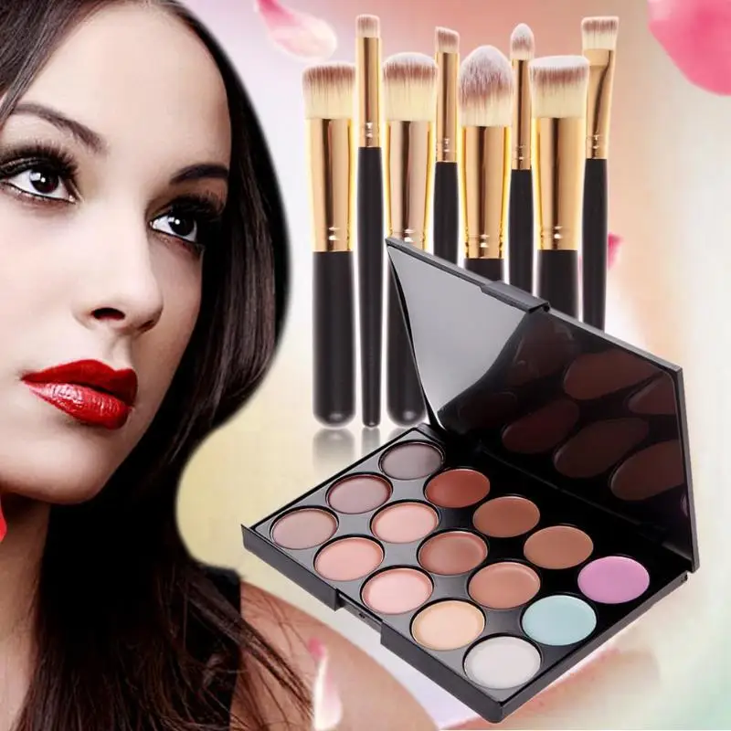 

Professional Makeup Brushes Set 8pcs Goat Hair Eyeshadow + 15 Color Concealer Cosmetic Beauty Tool Kit Hot