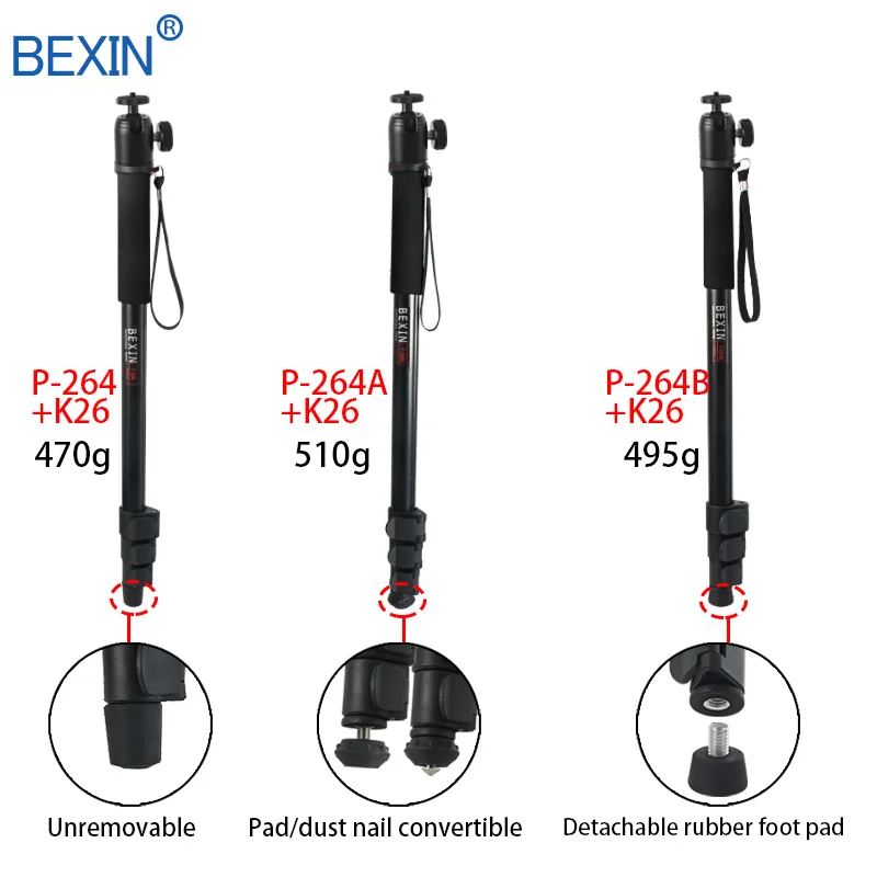  BEXIN Telescopic handheld Pole Walk Stick lightweight video dslr camera stand ball head monopod uni