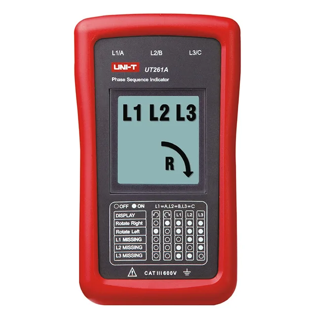 

UNI-T UT261B UT261A 3-Phase Sequence Indicator Meter and Motor Steering Gear Phase Sequence Indication Motor Steering Indication