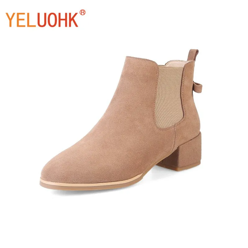 

Natural Suede Chelsea Boots Women Autumn Boots High Quality Ankle Boots Female Autumn
