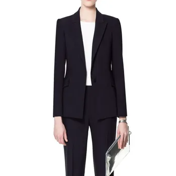 

New OL Style Custom made Navy Long Sleeves Women Business Suit Slim High Quality suits Jacket+Pants