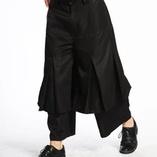 Большие размеры мужские брюки Весна и лето мужские лоскутные широкие брюки двухслойные повседневные Хип-хоп свободные шорты