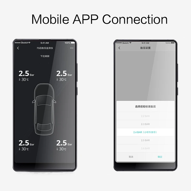  Xiaomi 70Mai TPMS Tire Pressure Sensor Monitor Systerm Solar Power Solar Power LCD Display Car Secu