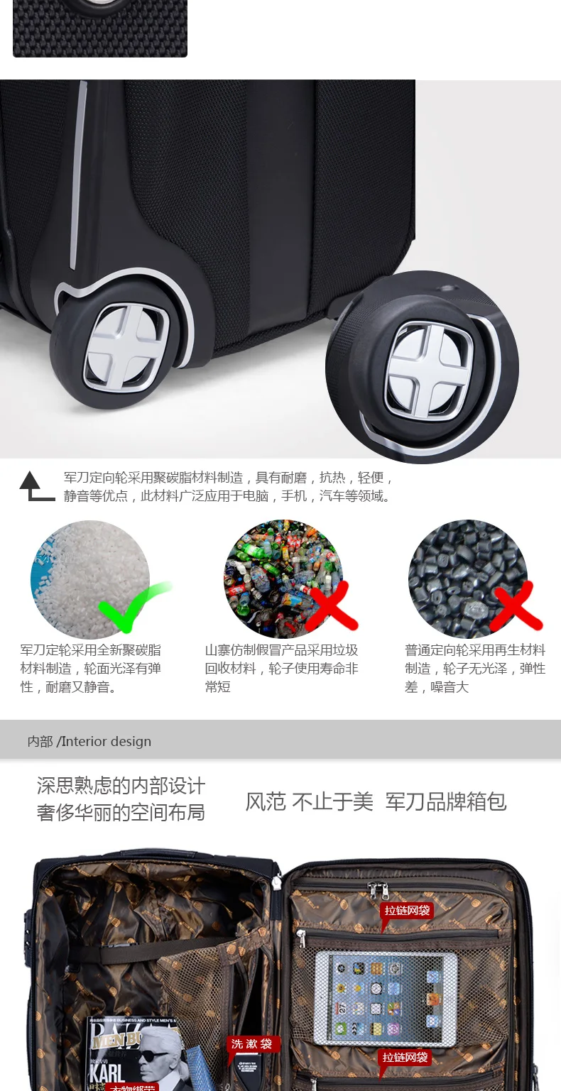 Business Travel Rolling Luggage Soft Airplane Suitcase TSA Lock Clothing Carry On Trolley Fabric Luggage 20 24 Inches (14)