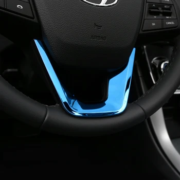 

Stainless Steel For Hyundai Creta IX25 2015/16/17/18 Car Accessories Blue Steering wheel decoration buttons cover trim