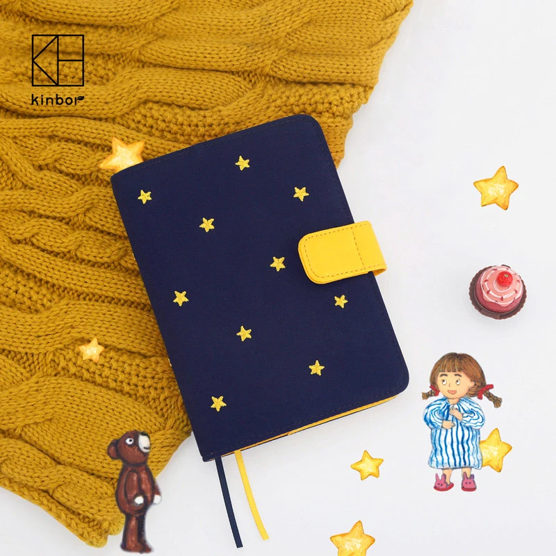 

Kinbor Cute Japanese Hobonichi Style Cloth and Embroidery Traveler's Notebook 2017 Planner DIY Diary Dokibook For School