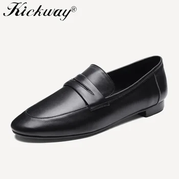 

Women Boat Shoes Genuine Leather Slip-on Design Women Leisure Shoes Round Toe Casual Shoes Women Elegant Black Nude Flats Mujer