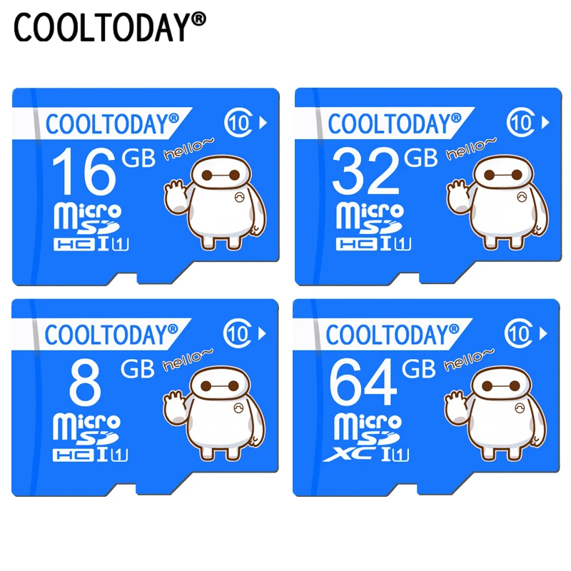 Дешевый Cooltoday Baymax Высокое качество Micro SD карта 8 ГБ 16 ГБ 64 Гб класс 10 водостойкая карта памяти 32 ГБ для телефона планшетный ПК водостойкий