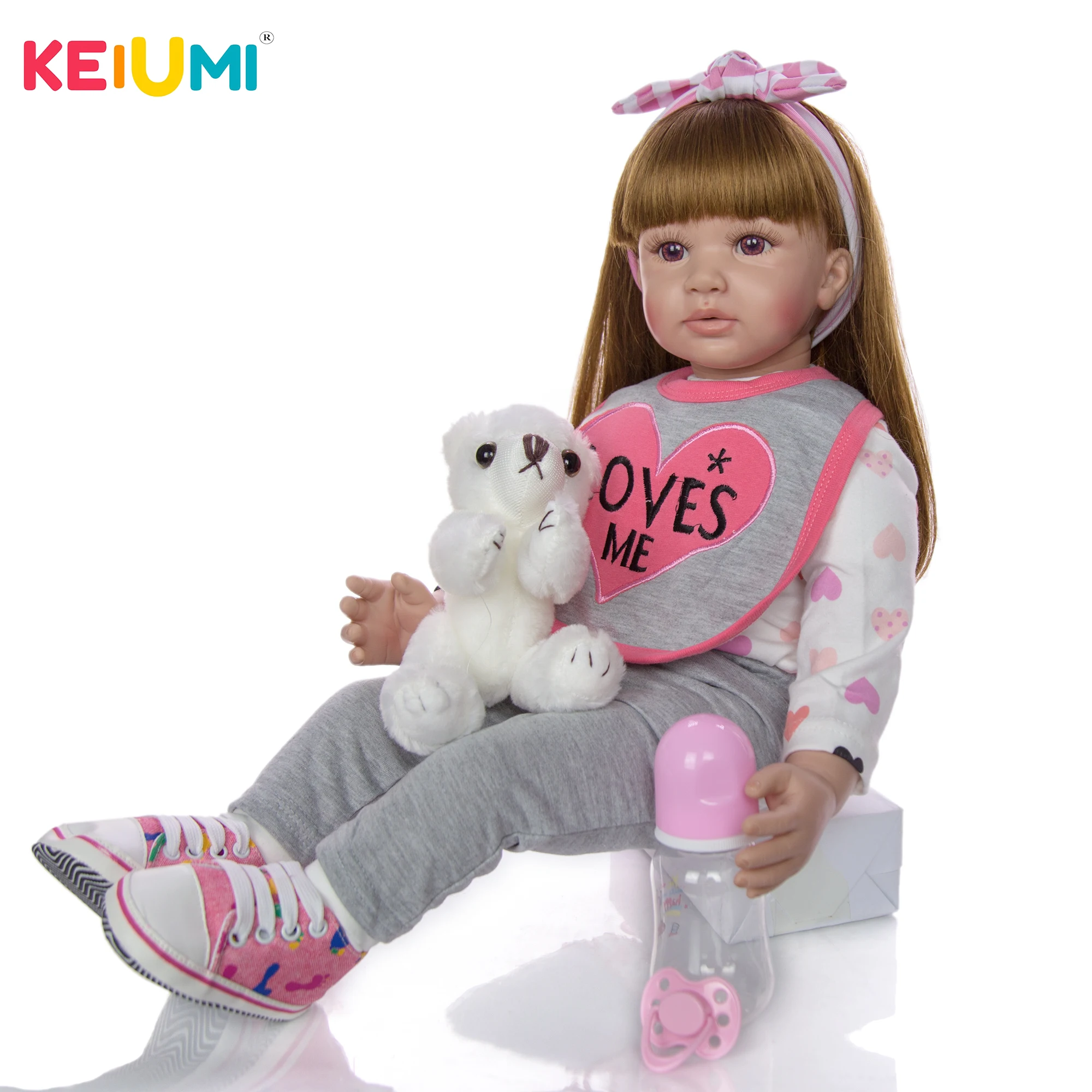 

KEIUMI 24 Inch As Lovely Princess Reborn Toddler Girl Doll Silicone vinyl Adorable Lifelike Bonecas Cute Baby Doll Reborn menina