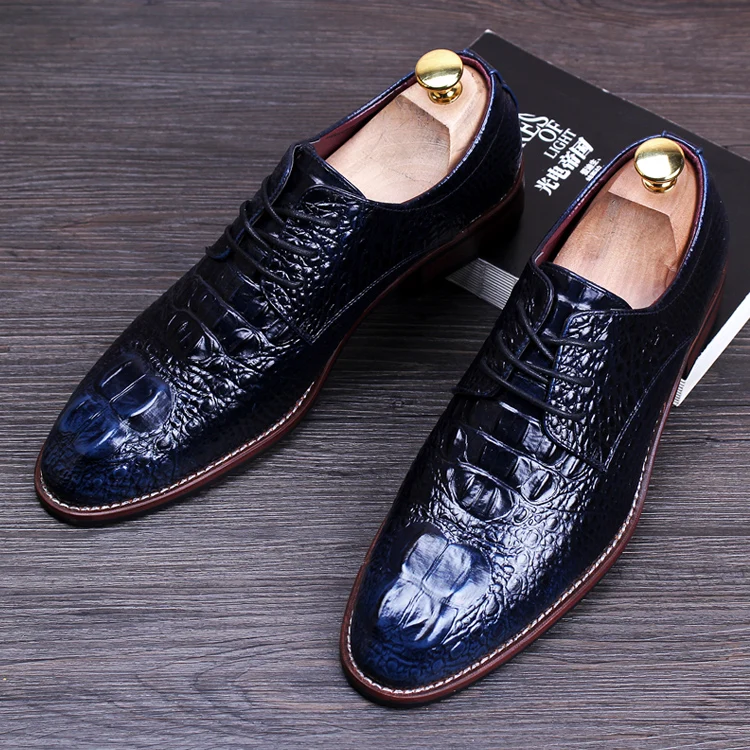

Men Crocodile grain black /red chaussures derby hommes oxford shoes dress man wedding lace Basic formal business shoe