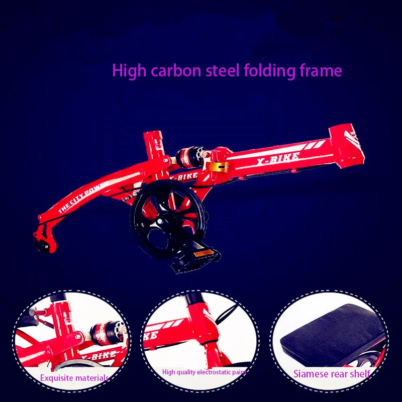 Top 2019 newest!!! 16 inch High carbon steel folding frame bike Ultra-light, mini, variable speed, shock absorption bicycle 4