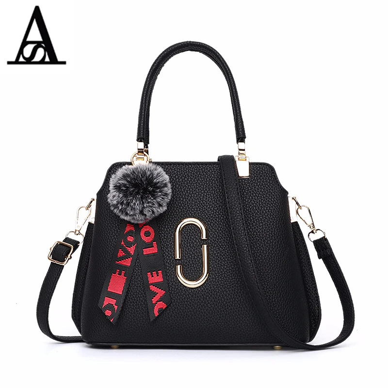 

AITESEN Monochrome Fluffy Ball Handbag Famous Brand Ladies Single Shoulder Luis Vuiton O Bags High Quality Sac Bandouliere Femme