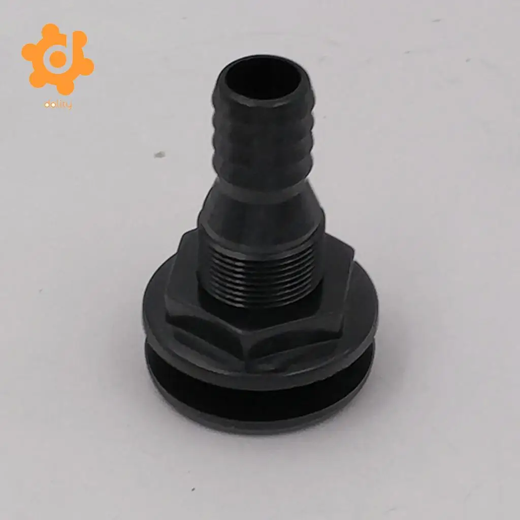 Black Plastic Thru-Hull Bilge Pump and Aerator Hose Fitting for 1' Hose
