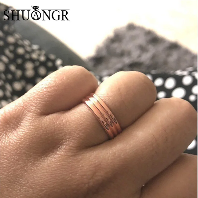 

SHUANGR 2019 Fashion Rose Gold Open Adjustable Rings Smooth Simple Wedding Couples Rings Anti-Snore Ring for Unisex Woman Gift