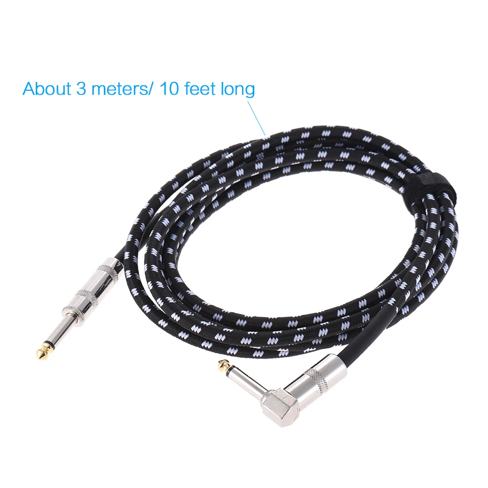 Ammoon 6 метров/20 футов или 3 метра электрическая гитара бас музыкальный инструмент кабель Шнур 1/4 дюйма прямой на правый угол штекер