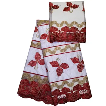 

High Quality African Bazin Lace Fabric Latest Design Swiss Lace fabric 7yards Embroidery Cotton Lace French Lace FabricHA286-1