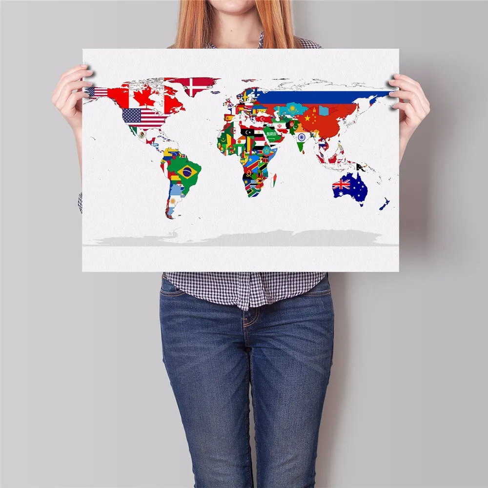 Карта мира, Европейский Флаг, знак страны, плакат, художественная живопись, винтажная крафт-бумага, плакаты, наклейка на стену, декор для гостиной, 42x30 см