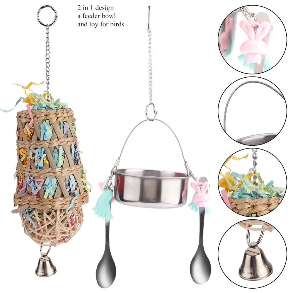

Parrot Hangs Feeder Pet Hangs Food Feeder Paper Cage Playing Chewing Biting Toy for Bird Parrot Squirrel