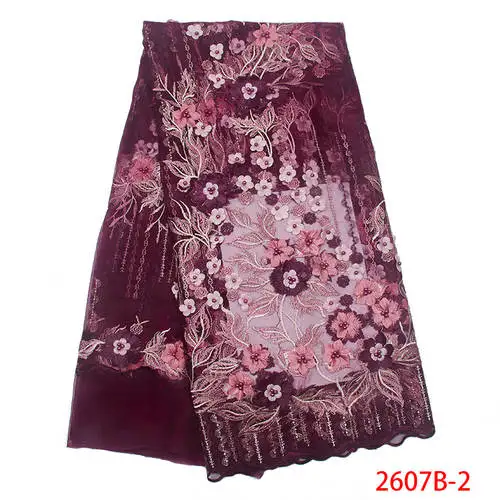 

Tulle Lace Fabric Wedding Lace African Fabric 2019 New Fashion Glitter French Tulle Lace Fabric QF2607B-2