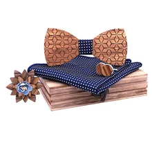 Африканский Зебра Дерево геометрический полиэстер Повседневный полиэстер мужчины и женщины на заказ ручной работы деревянный галстук-бабочка галстук набор