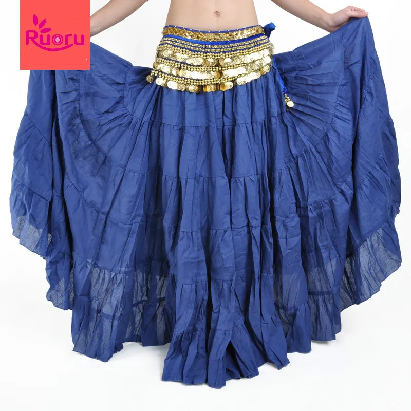 Ruoru 100% Linen Belly Dance Gypsy Skirt Belly Dancing Gypsy Dress Gitana Tribal Belly Dance 15 Colors Bellydance Costume Women