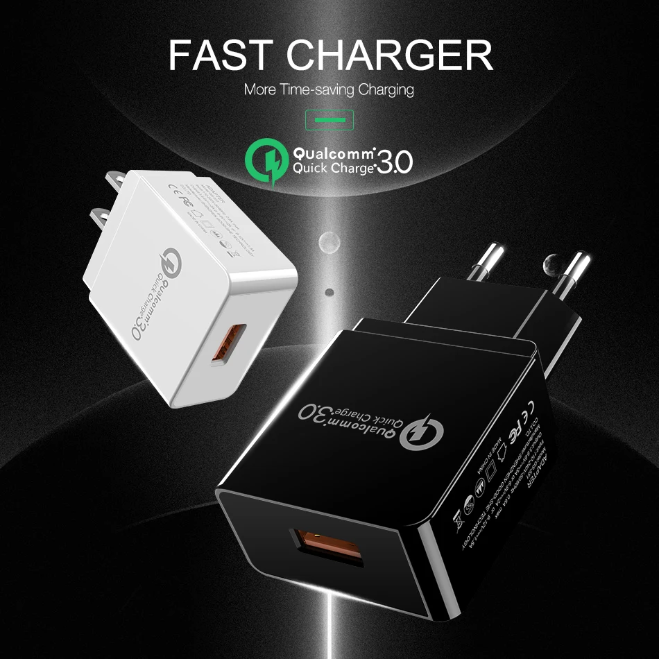 Floveme QC3.0 السفر usb الجدار شاحن الهاتف لسامسونج Charge3.0 سريع سريع شاحن للهاتف المحمول محول الولايات
