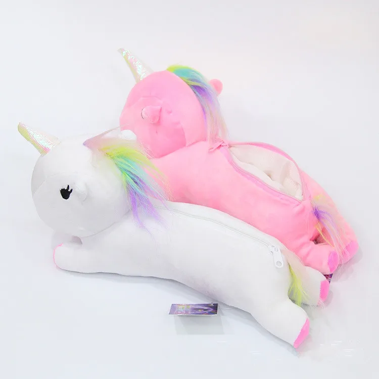 1pcs Animals Stuffed Cartoon Unicorn Horse Creative Colorful Soft Students Lovely Plush Purses Coin Bag Pen Pencil Case Pen Bag