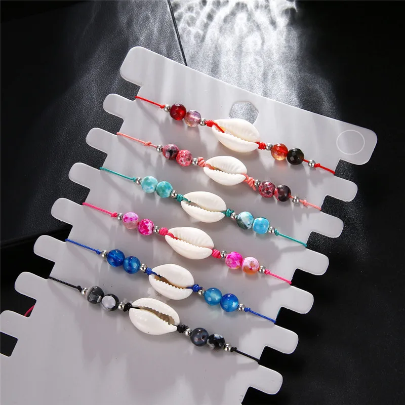 

Boho Cowrie Shell String Bracelets For Women Woven Braided Natural Stone Beads Bracelet Femme Red Rope Bracelet Charm Jewelry