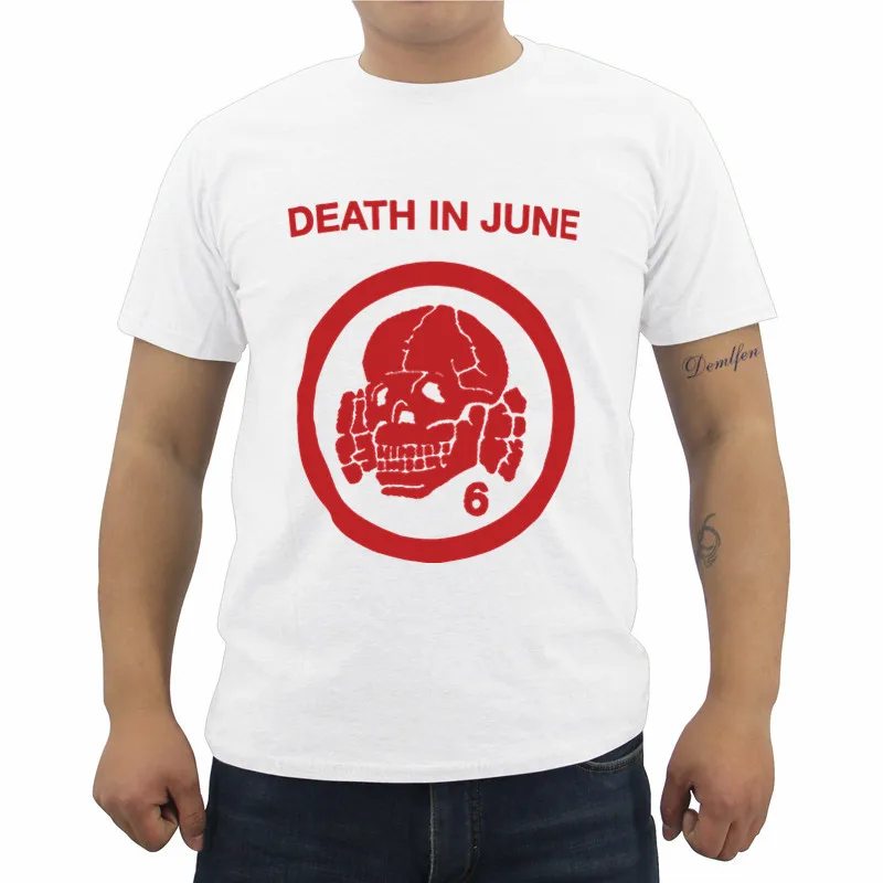 Футболка Impact Death In June Skull 6 футболка с мультяшным персонажем летняя Мужская хлопковая футболка с коротким рукавом Забавные футболки