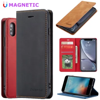 

Magnetic Flip Wallet Case For iPhone 7 6 8 6S Plus Leather Card Holder Slot Bracket Cover Coque For iPhone XR X XS Max Book Case