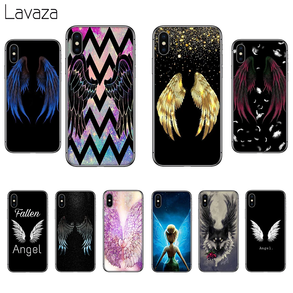 Мягкий силиконовый чехол Lavaza Angel Wings для Apple iPhone 6 6S 7 8 Plus 5 5S SE X XS 11 Pro MAX XR |