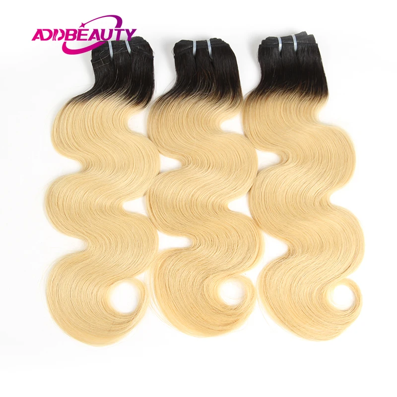 

AddBeauty 1b/613 Color Blonde Ombre Brazilian Body Wave Hair Bundles 3 Piece 100% Human Virgin Hair Weave 10-28 Inches
