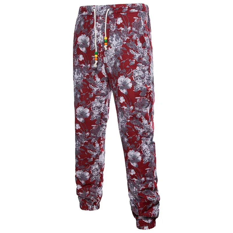 

LASPERAL Plus Size 5XL Casual Pants Men Fashion 3D Homme Floral Print Linen Joggers Sweatpants Summer Mens Loose Harem Pants