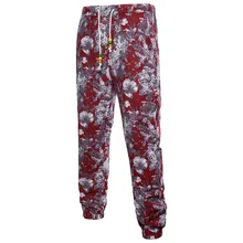 LASPERAL Plus Size 5XL Casual Pants Men Fashion 3D Homme Floral Print Linen Joggers Sweatpants Summer Mens Loose Harem Pants