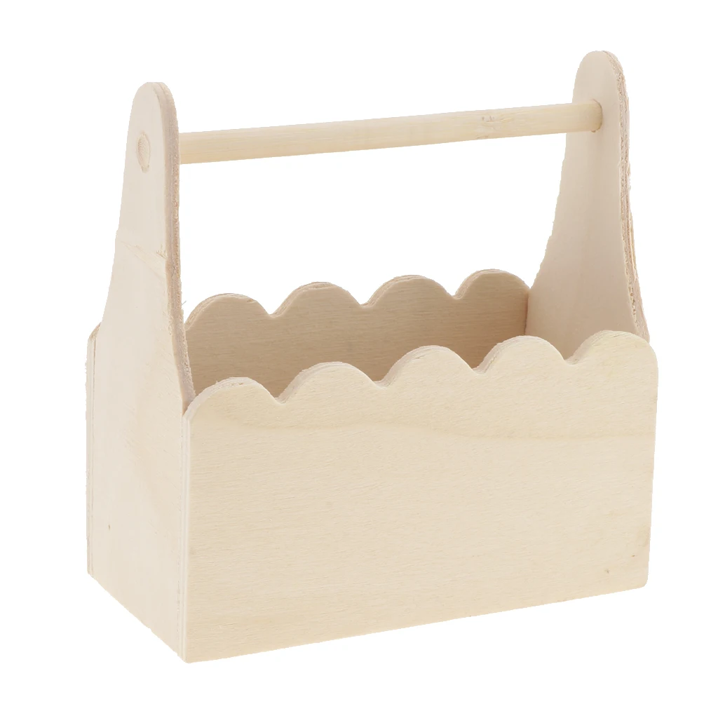 

MagiDeal Unpainted Wooden DIY Money Boxes Basket House Pen Container Pattern Craft Collection Decorative Money Box 118x60x122mm