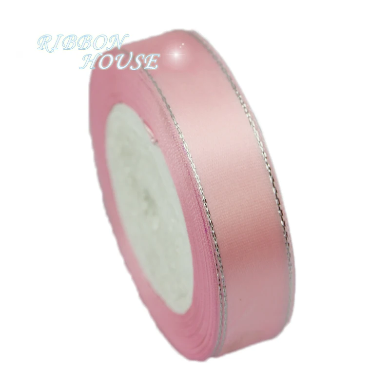 25yards/roll Satin Ribbon White Silver Edge Gift Packaging Christmas 6/10/20/25/40mm