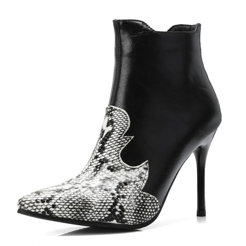 

Women Boots Ankle Boots PU Leather Zipper Women Booties High Heels Autumn Boots Women Shoes White Black Fashion Shoes