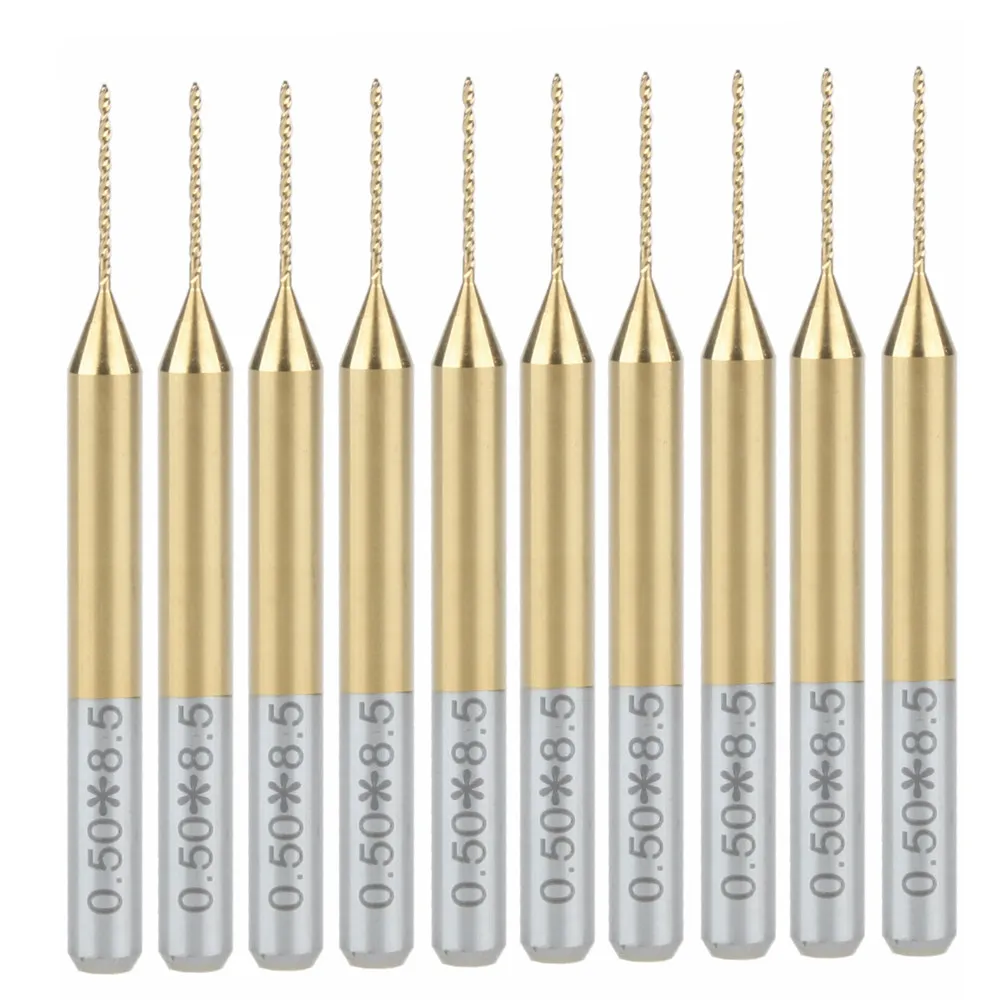10x Titanium Nitride Coated Carbide PCB CNC Drill Bits Router 0.5mmbit