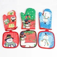 Рождественские украшения анти-крутые перчатки Микроволновая печь горячий изоляционный коврик для дома украшение для рождественской вечеринки 1 комплект