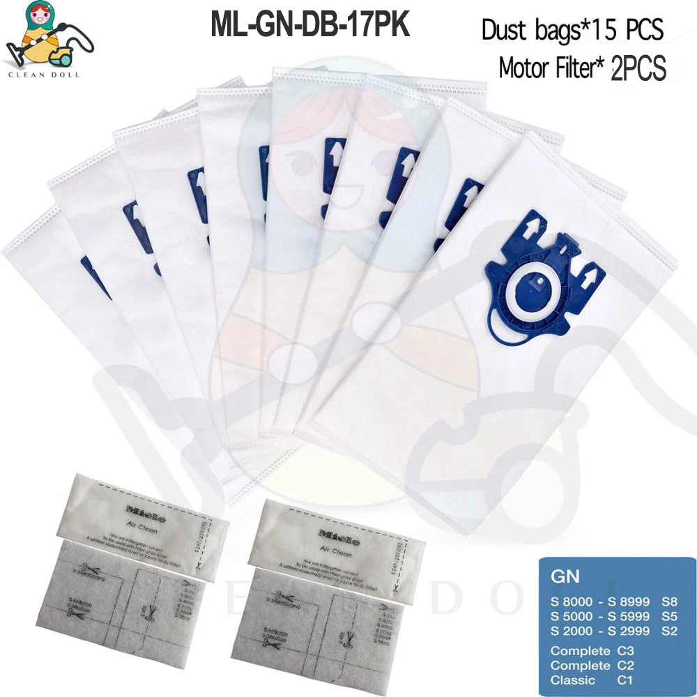 12-PACK чистые кукольные мешки для пылесоса Miele 3D GN сумки S2000 S5000 S8000 Complete C2 C3 Classic C1 S2 S5 S8 фильтры - Цвет: ML-GN-DB-17PK