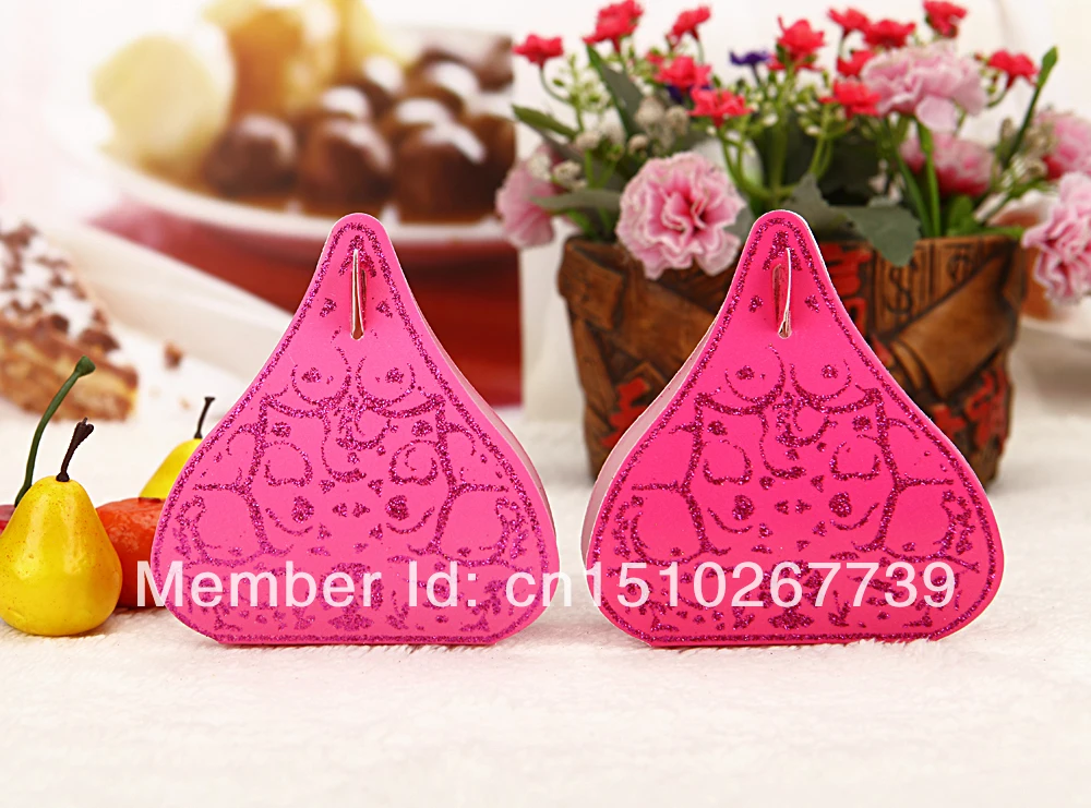 

50 X Fuchsia Wedding Candy Box Water Droplet Gift Box Birthday Gift Party Favor Supply